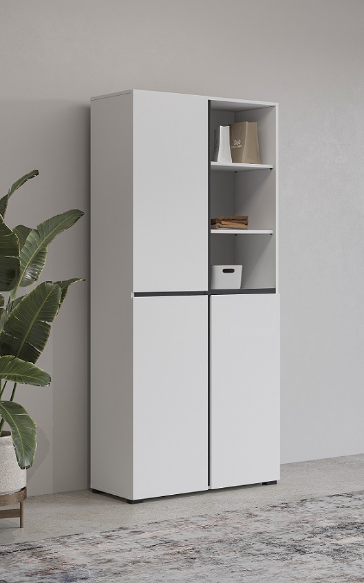 Skriňa policová Cross biela/čierna