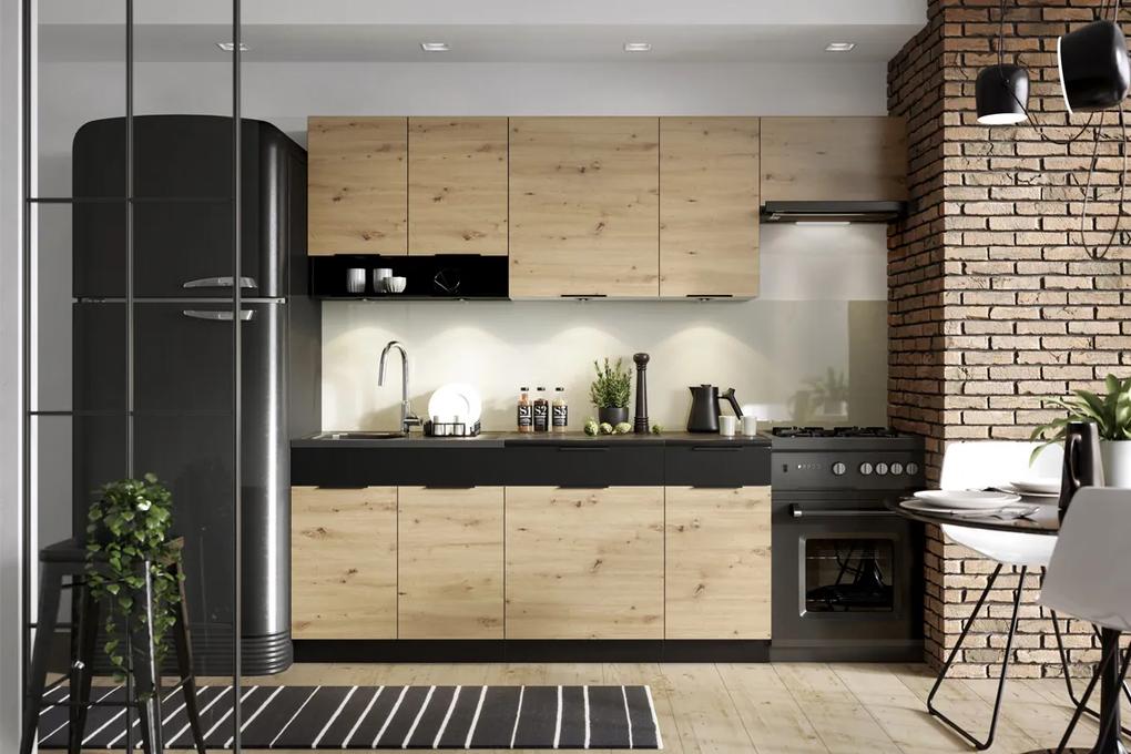 Kuchynská linka Elena 180/240 cm dub artisan/čierna