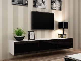 TV stolík Vigo (biela/čierny lesk)