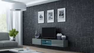 TV stolík Vigo Glass (sivá/sivý lesk)