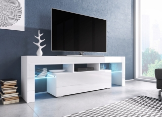 TV stolík Toro 138 (biela/biely lesk)