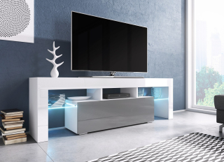 TV stolík Toro 138 (biela/sivý lesk)
