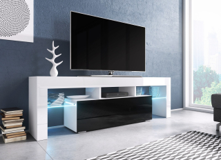 TV stolík Toro 138 (biela/čierny lesk)