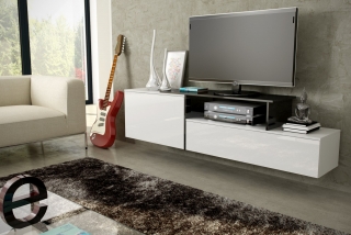 TV stolík Sigma 3 závesný (biela/biely lesk/čierna)