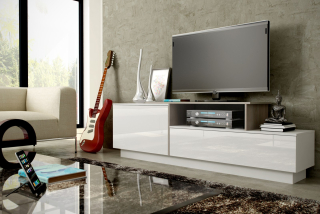 TV stolík Sigma 3 (biela/biely lesk/sonoma)