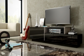 TV stolík Sigma 3 (čierna/čierny lesk/sonoma)
