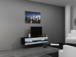 TV stolík VIGO NEW 140 (čierna/biely lesk)