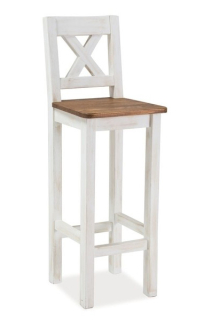Barová stolička Poprad borovica - medovo hnedá/ biela patina